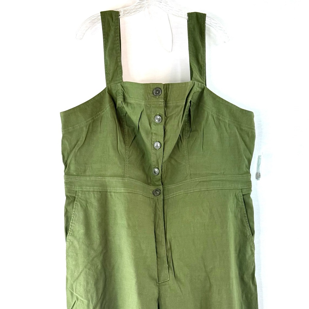 Maeve Anthropologie "The Colette" Green Sleeveless Cropped Wide Leg Jumpsuit - Picture 3 of 16